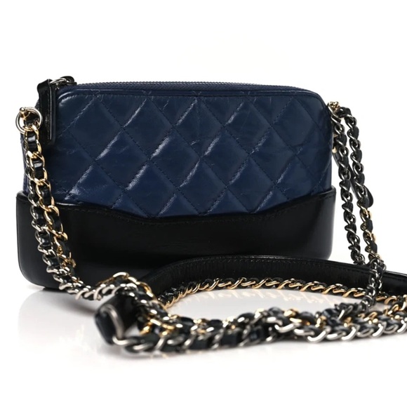 Chanel Quilted Gabrielle Clutch with Chain, Navy/Black - Picture 2 of 9